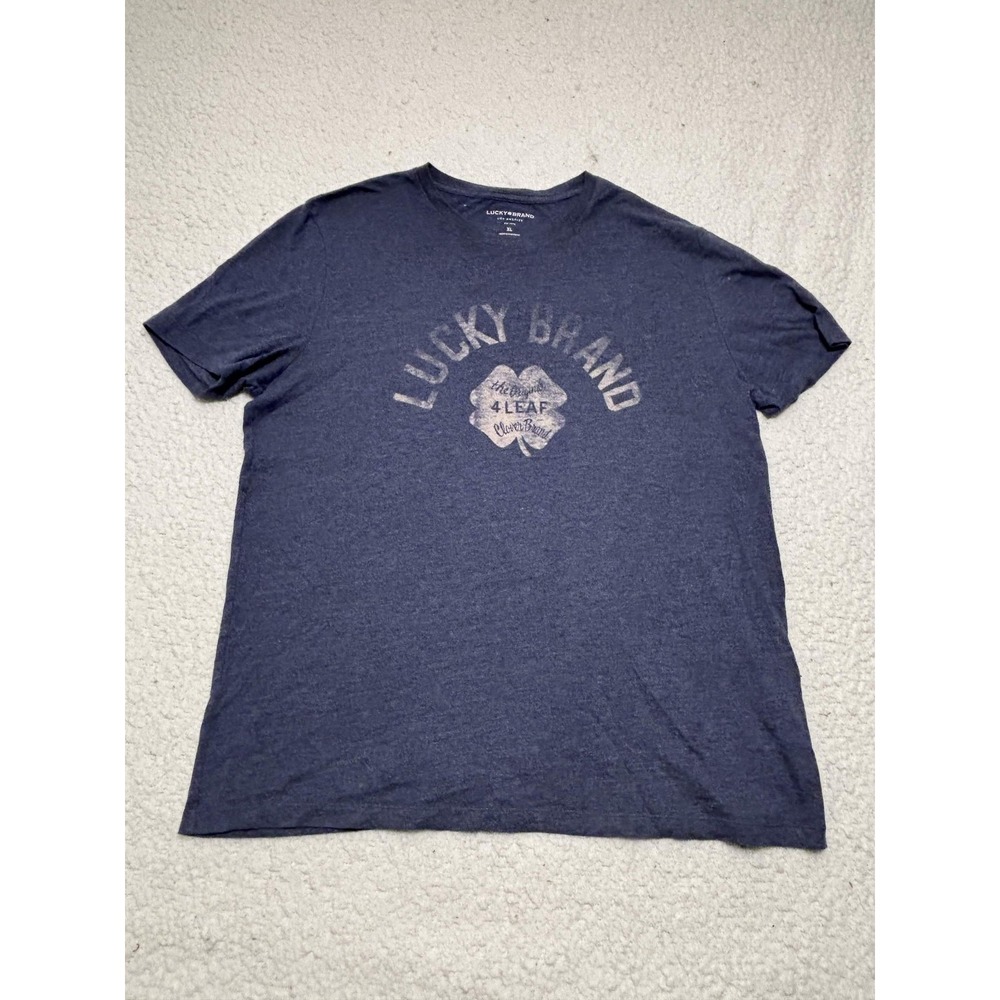 Lucky Brand Mens T-shirt Graphic Tee XL Blue 4 Leaf Clover RN80318 CA56897
